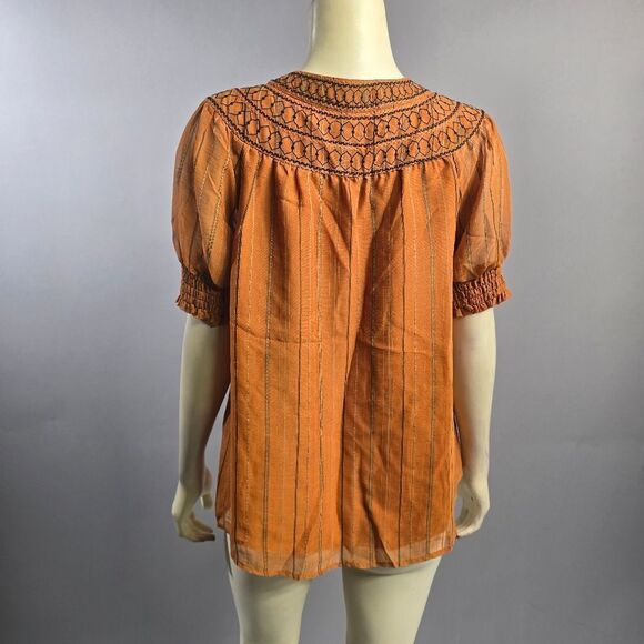 Moon River Small Embroidered Orange Blouse R5 - Picture 3 of 4